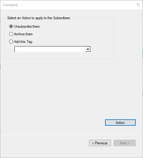 The Compare Action window