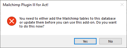 The prompt inviting you to create the MC tables