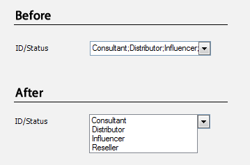 How the tool affects the display of selected items.