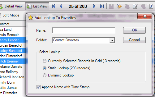 Add Lookup to Favorites for Save ACT! window