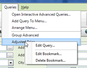 The Queries menu